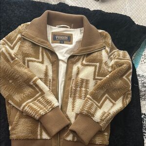 Brown and Cream Geometric Jacket